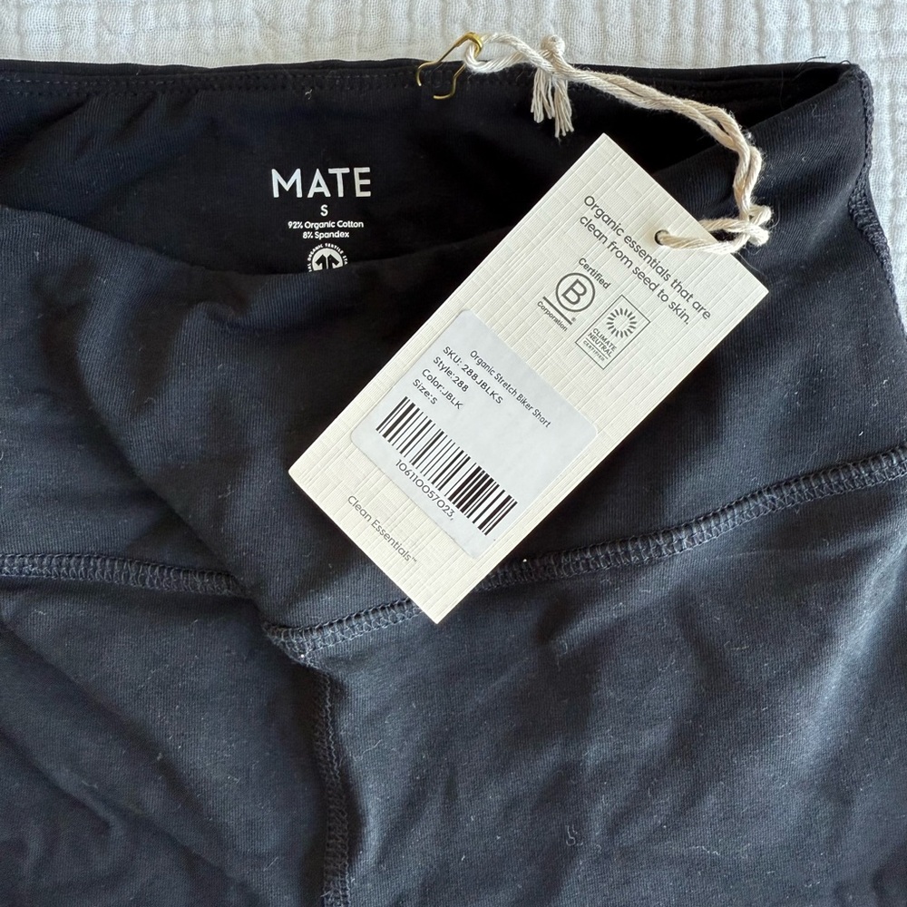 NEW MATE The Label S Organic Cotton Stretch Women's Black Bike Shorts